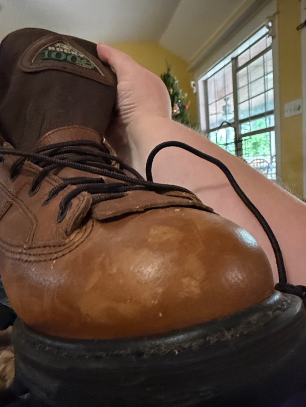 Rocky Men's Brown Leather Work Boots with insulation and steel toe tip. - Picture 12 of 13